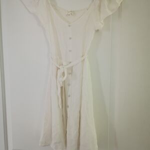 Elegant White Button-Down Dress